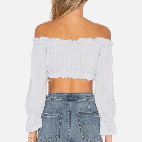 Off-Shoulder Light Blue Women's Top - Picture 2 of 3